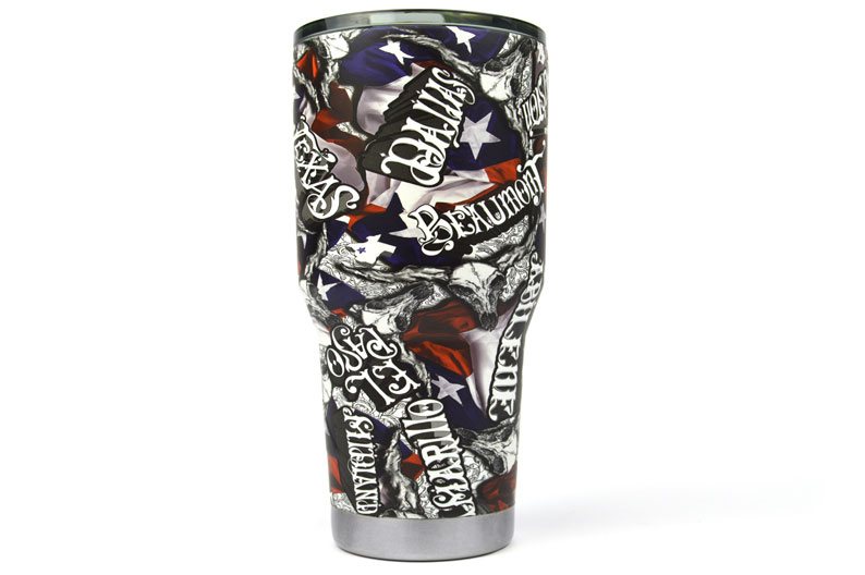 Tumbler Dipped in Lone Star Pride™ Texas Hydrographic Film