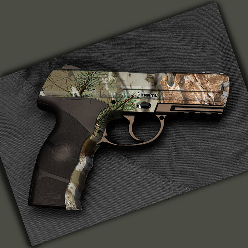 Handgun dipped in Traml Hydro Dipping Film