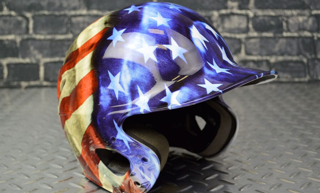 Hydro Dipped Baseball Helmet American Flags