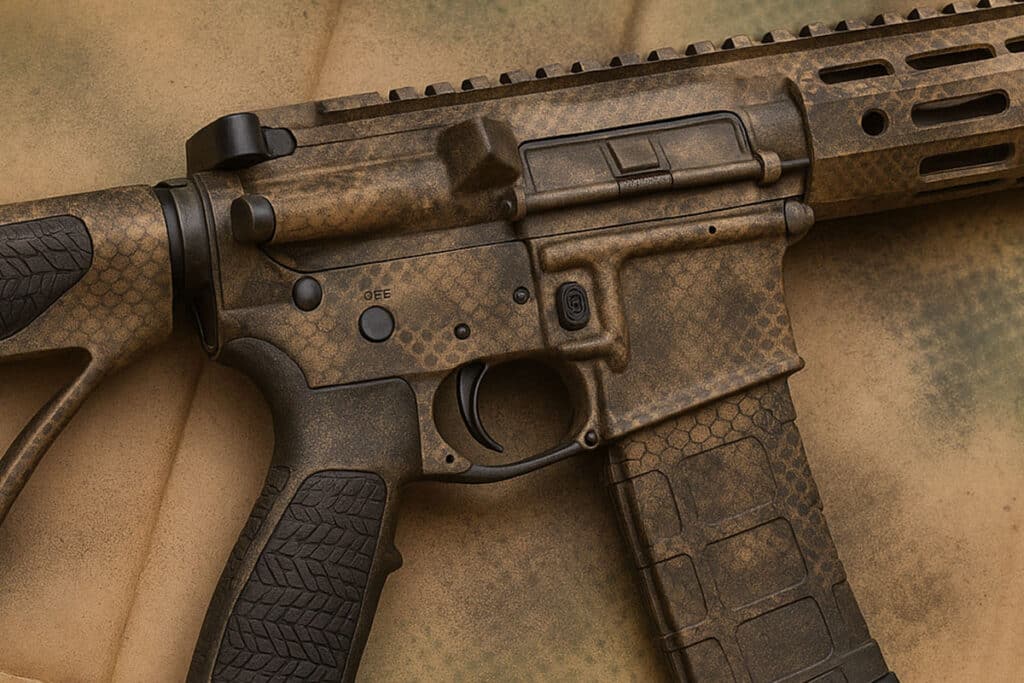 Rifle con camuflaje hidropintado