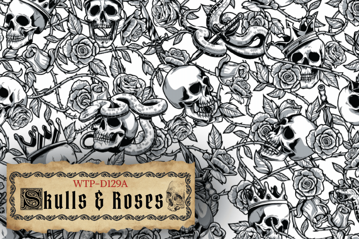 Skulls and Roses Hydro dip film